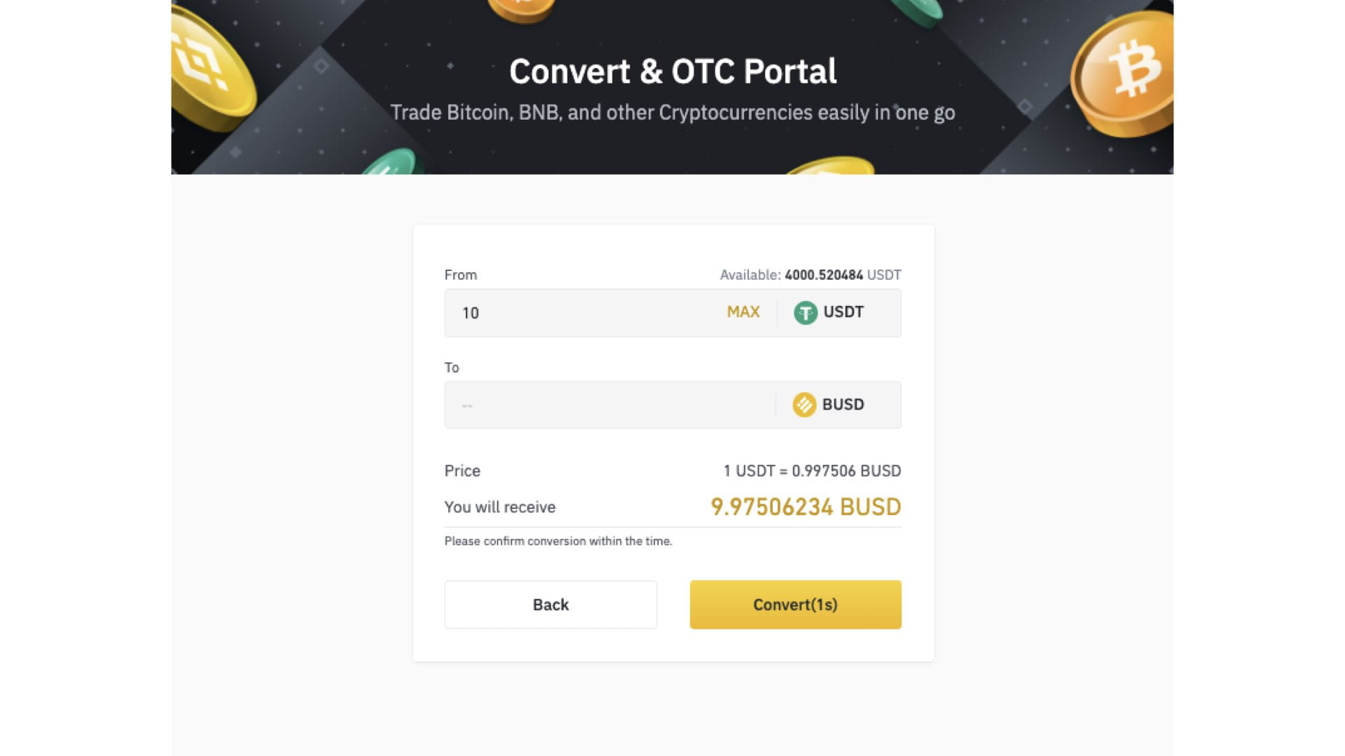 how to convert crypto in binance us