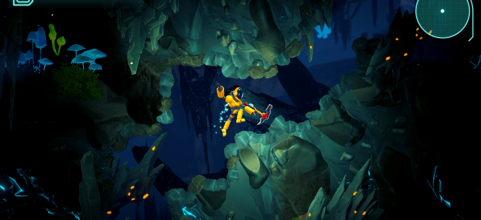Mines of Dalarnia image depicting the 2D platformer style of mining gameplay.