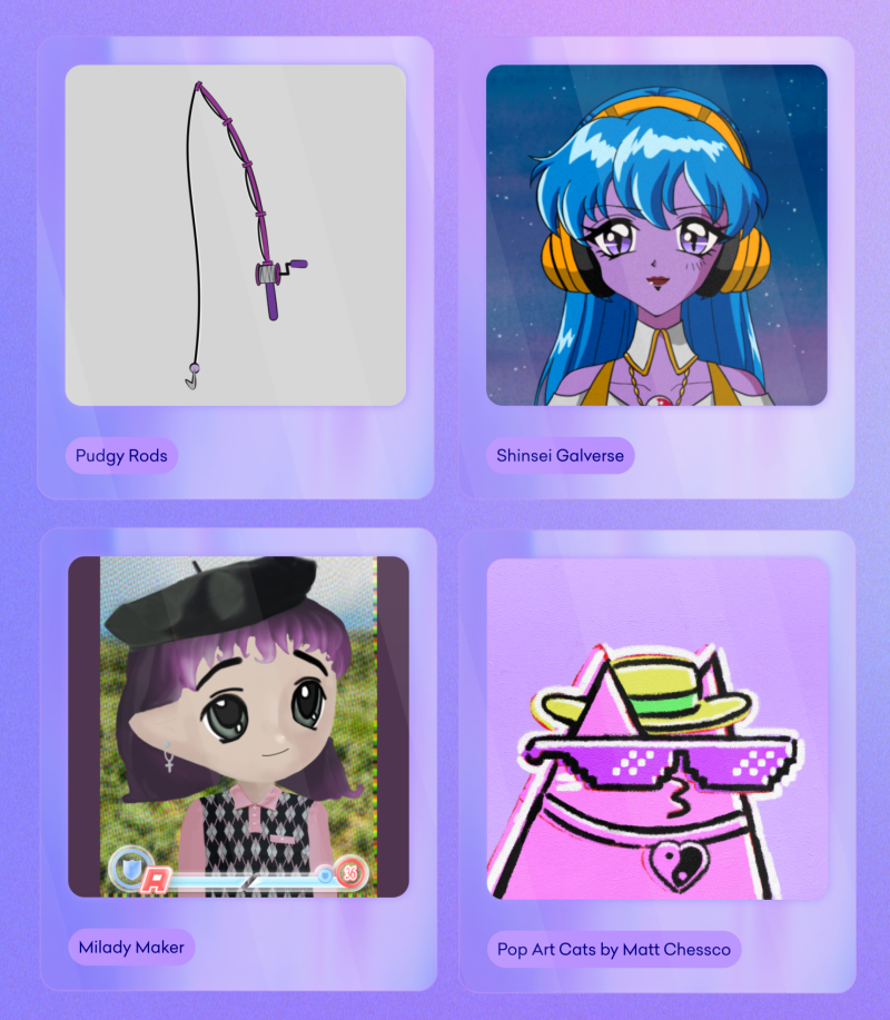 Pudgy Rods, Milady Maker, Shinsei Galverse, Pop Art Cats by Matt